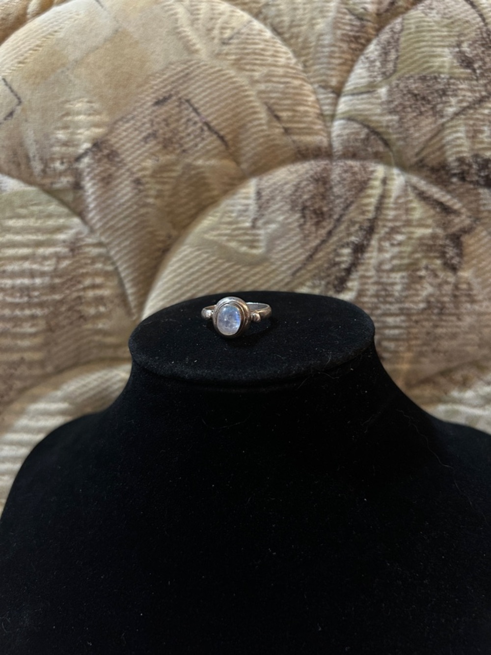 Vintage 925 Sterling Silver Genuine Moonstone Ring - Size 6.5